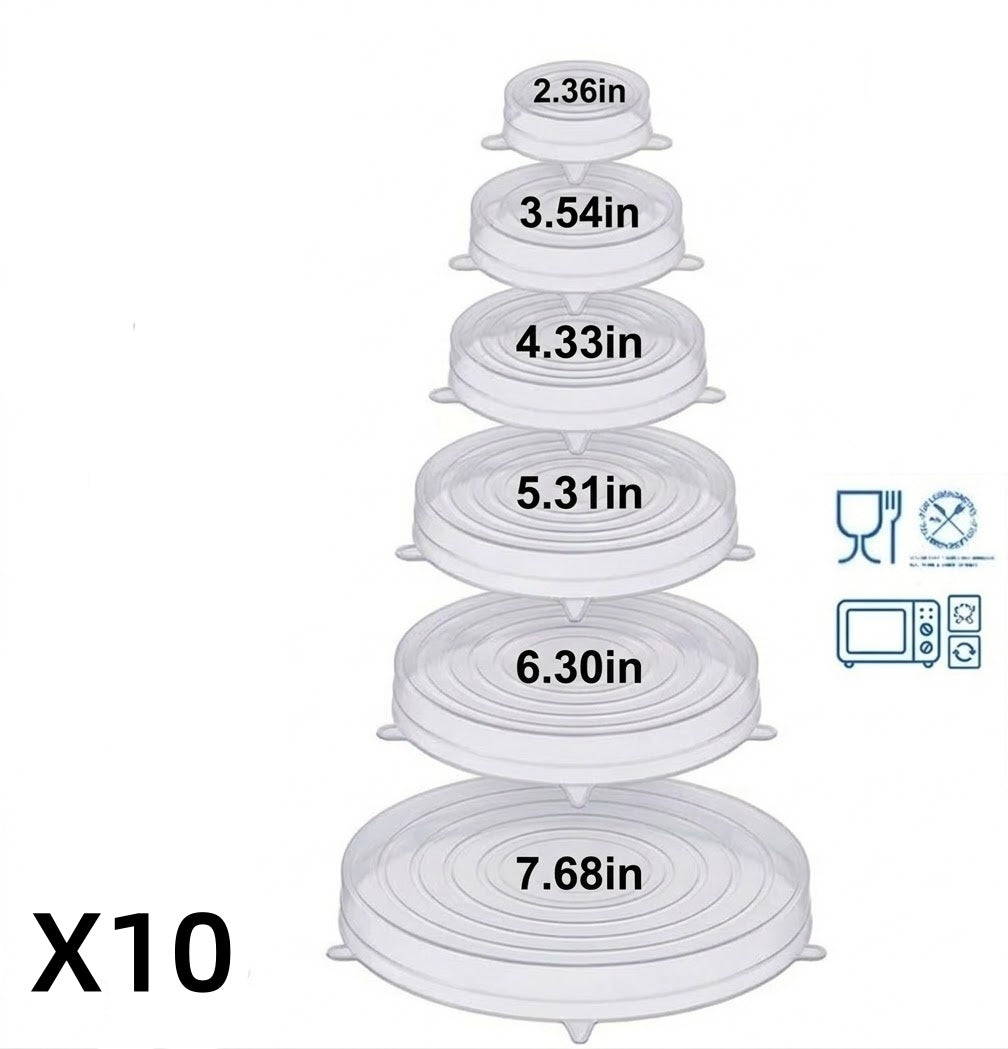Slonkaz™ Reusable Silicone Lids — 6 PCS Stretch Bowl & Pot Covers