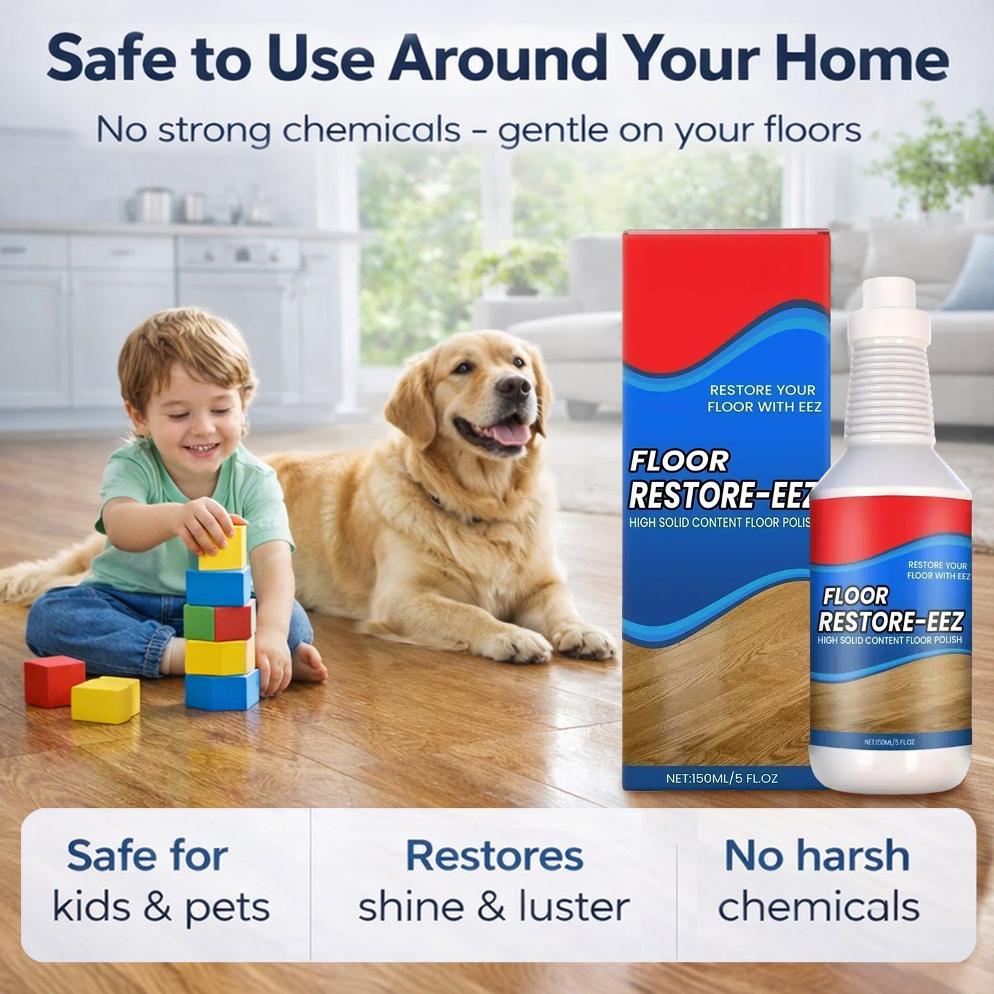 Slonkaz™ Floor Restorer – Fast-drying, non-toxic shine. ✨