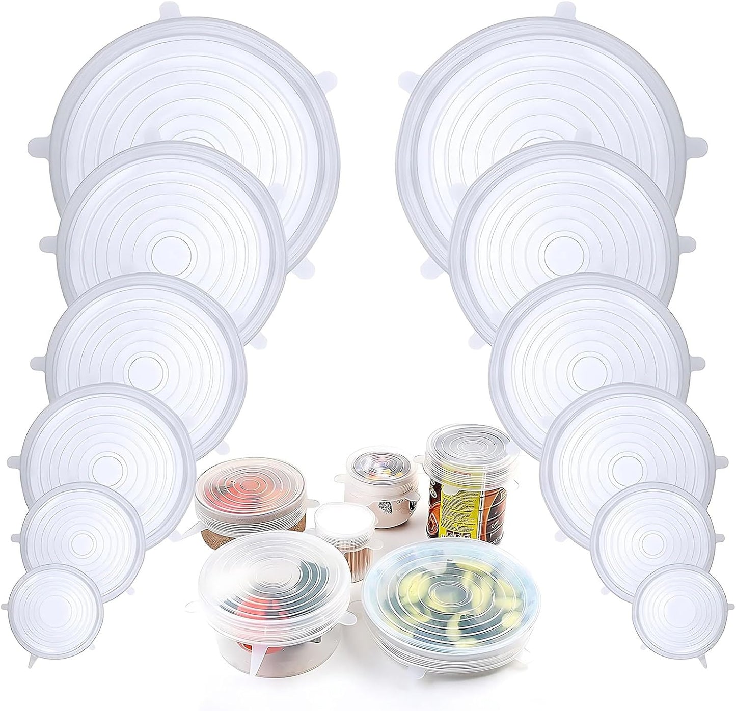 Slonkaz™ Silicone Stretch Lids Reuseable Microwave Safe Flexible Covers (offer)