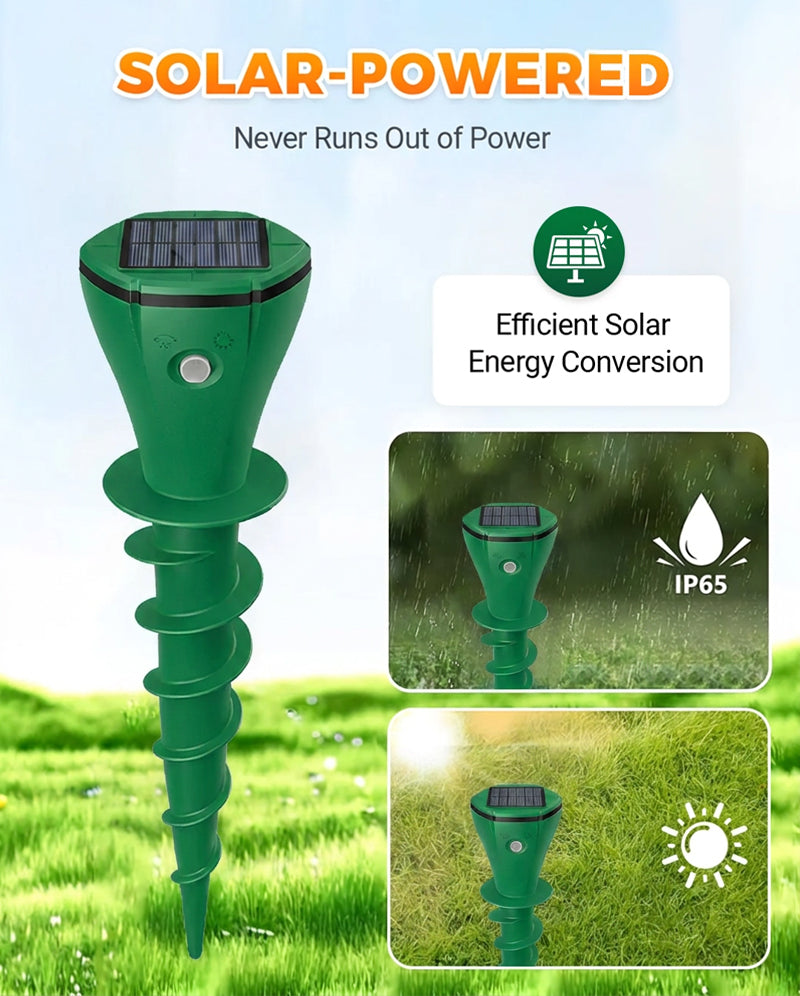 💥Hot Sale 50% OFF☘️ Solar Powered Waterproof Screw Mole Repellent