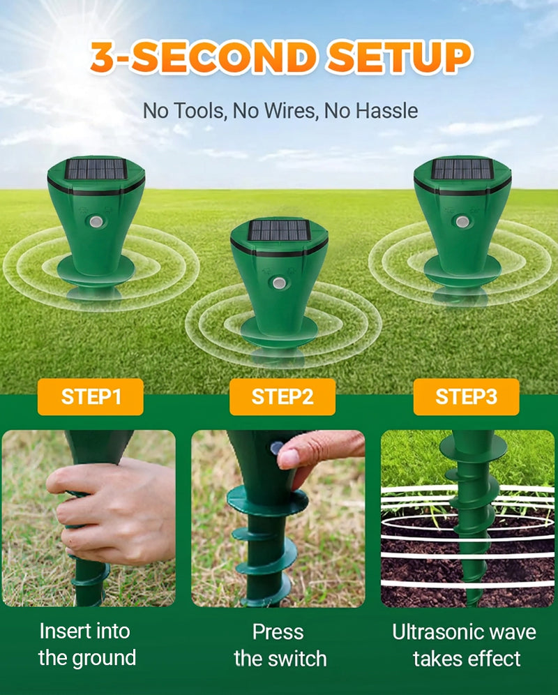 💥Hot Sale 50% OFF☘️ Solar Powered Waterproof Screw Mole Repellent