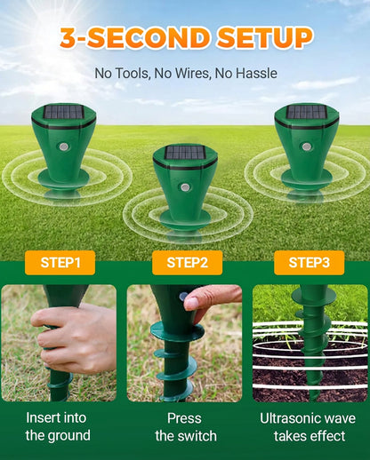 💥Hot Sale 50% OFF☘️ Solar Powered Waterproof Screw Mole Repellent