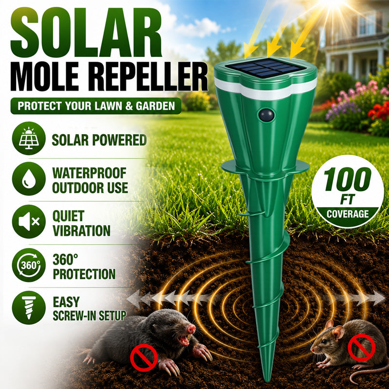🔥Hot Sale 50% OFF☘️ Solar Powered Waterproof Screw Mole Repellent (offer)