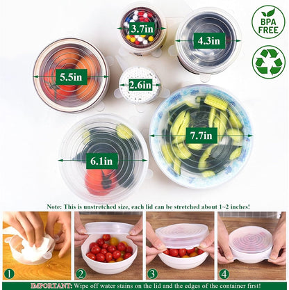 Slonkaz™ Reusable Silicone Lids — 6 PCS Stretch Bowl & Pot Covers
