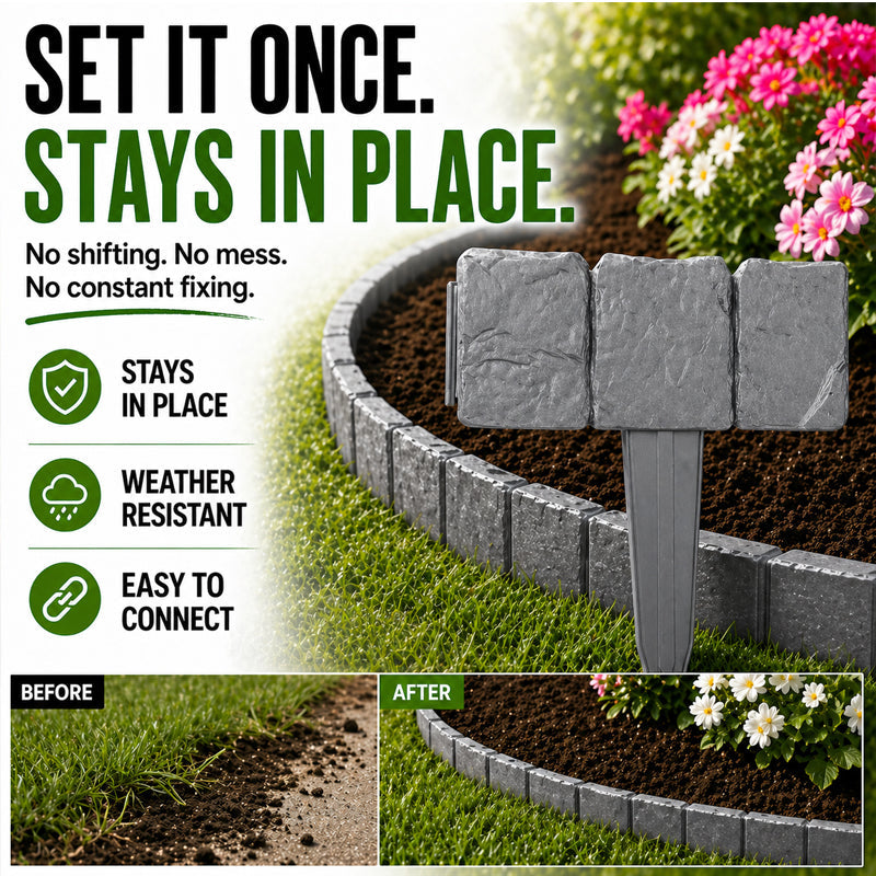 🌿✨Vodlan™ Stone-Look Edging Fence - Garden Edges That Stay Clean🏡♻️(OFFER)