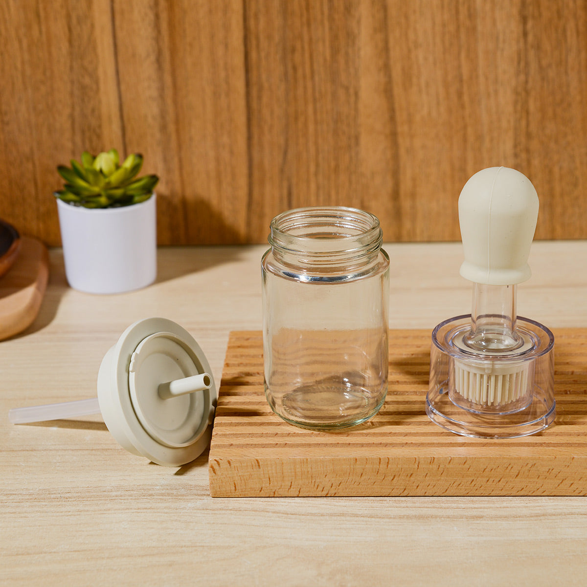 Slonkaz™ 2-in-1 Glass Oil Bottle with Integrated Brush