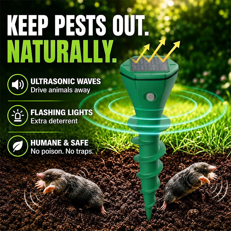 💥Hot Sale 50% OFF☘️ Solar Powered Waterproof Screw Mole Repellent