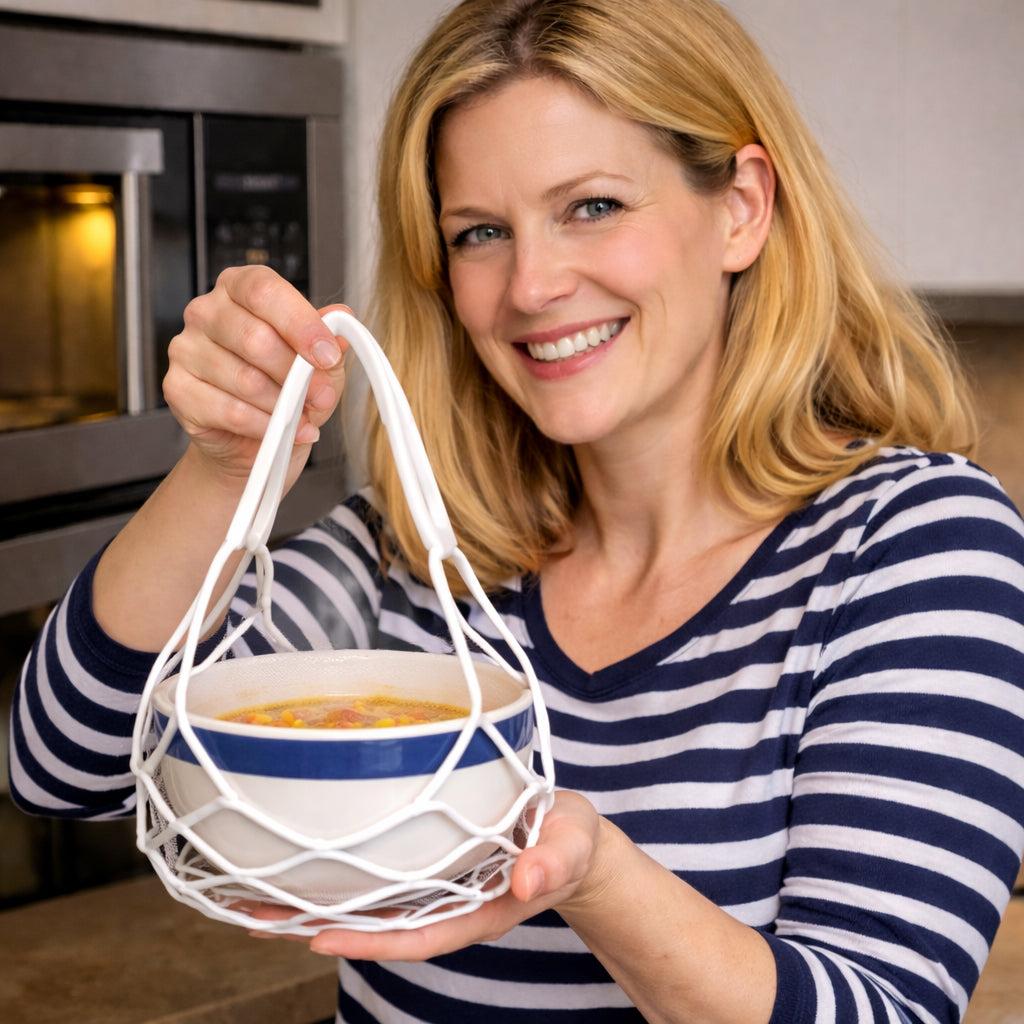 Slonkaz™ 2-in-1 Zero-Void™ Silicone Mesh Bag & Heat-Resistant Trivet Mat for Hot Bowls