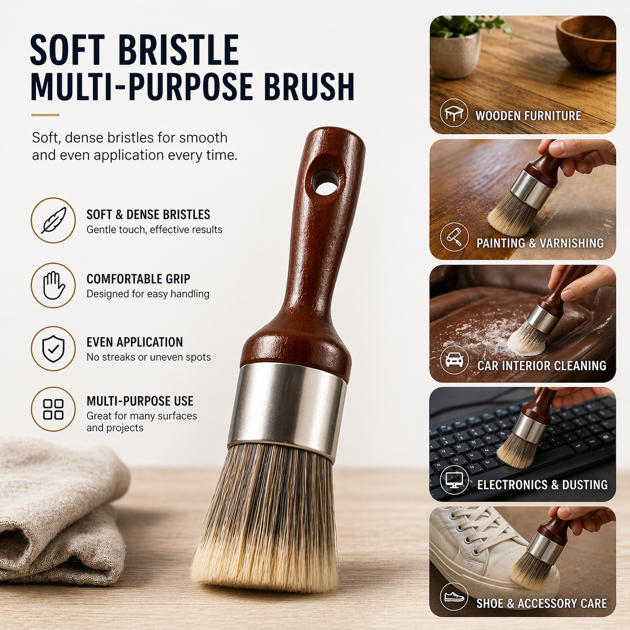 Slonkaz™ Applicator Brush – Soft Bristle for Even, Smooth Finish