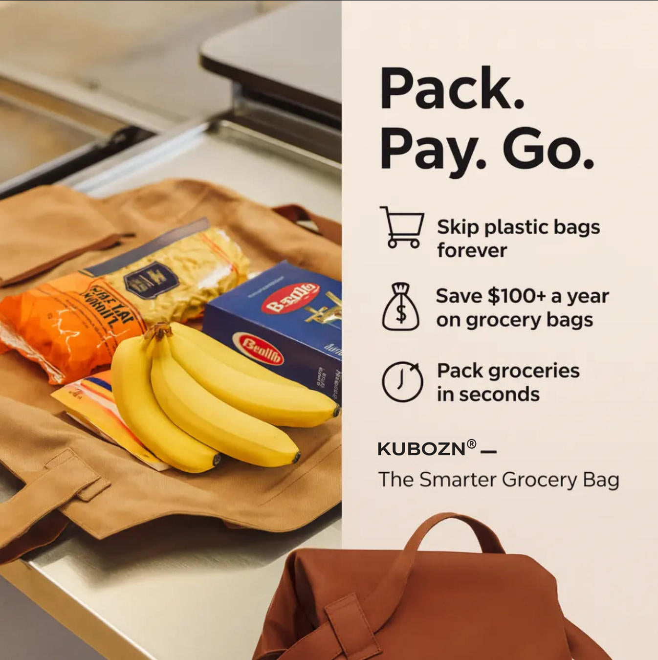 Slonkaz™ 1-Second Packing Tote (20L Heavy-Duty Grocery Bag)