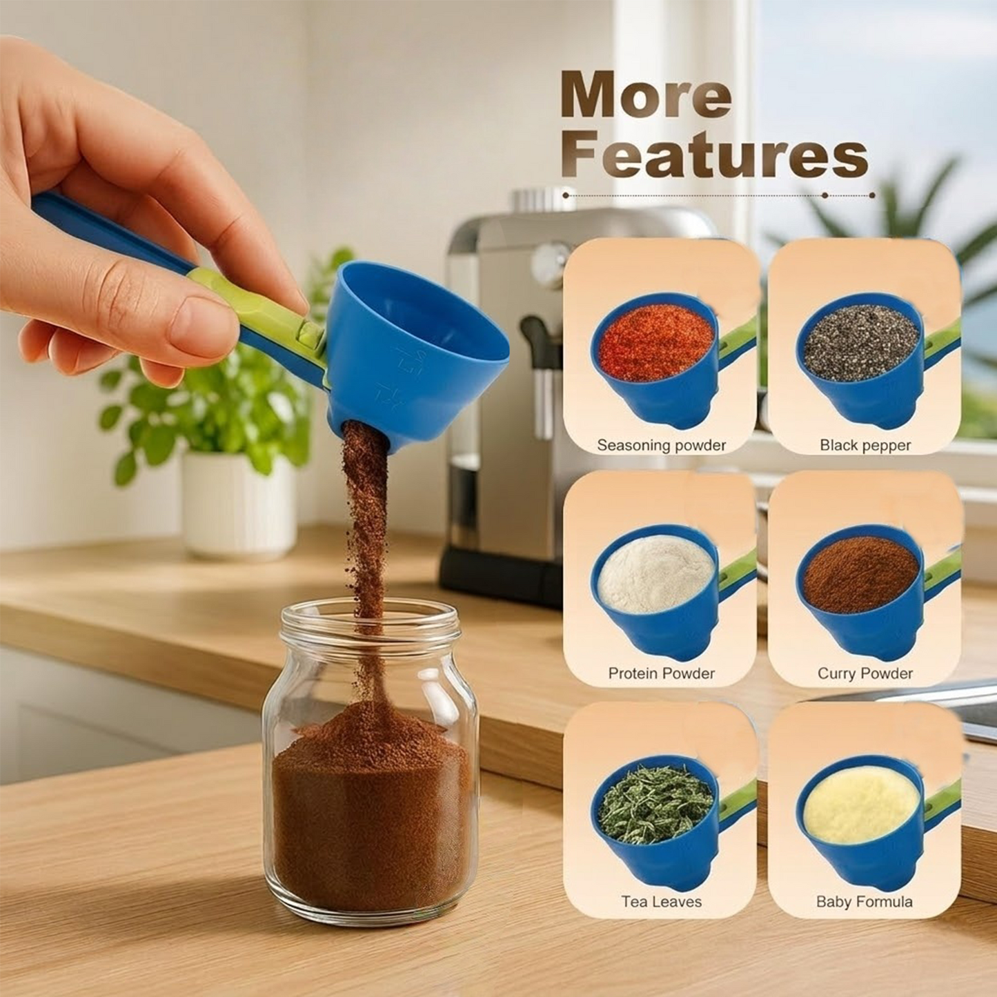Slonkaz™ 2-in-1 Spill-Proof Scoop & Funnel — For Coffee, Protein & Baking🅱︎