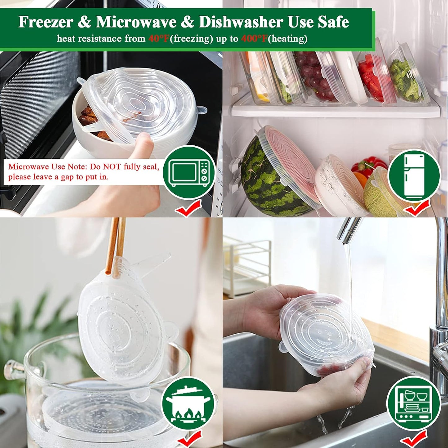 Slonkaz™ Silicone Stretch Lids Reuseable Microwave Safe Flexible Covers (offer)