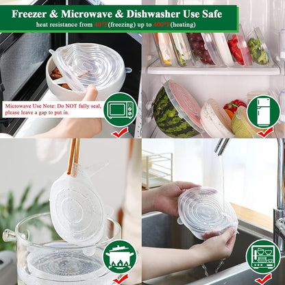Slonkaz™ Silicone Stretch Lids Reuseable Microwave Safe Flexible Covers (offer)