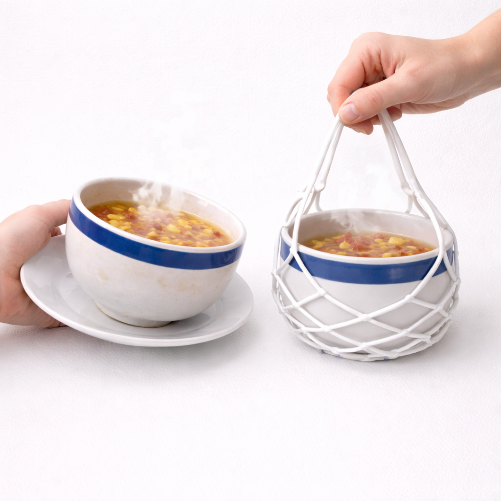 Slonkaz™ 2-in-1 Zero-Void™ Silicone Mesh Bag & Heat-Resistant Trivet Mat for Hot Bowls