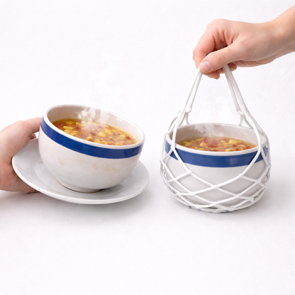 Slonkaz™ 2-in-1 Zero-Void™ Silicone Mesh Bag & Heat-Resistant Trivet Mat for Hot Bowls