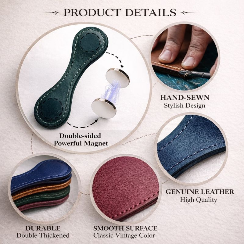 Slonkaz™ Genuine Leather Magnetic Bookmark | The Quieter, Smarter Way to Mark Your Page