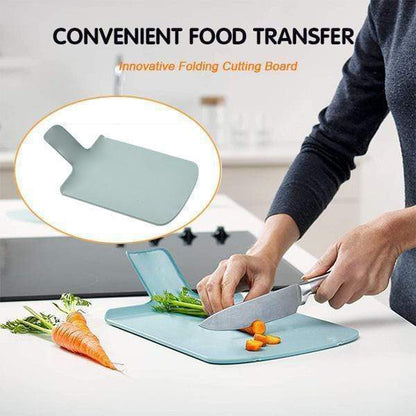 Slonkaz™ Foldable Cutting Board with Easy-Pour Funnel Design – Chop & Pour Straight into Pan, Non-Slip Plastic Kitchen Prep Board