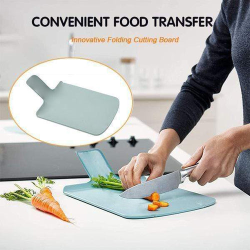 Slonkaz™ Foldable Cutting Board with Easy-Pour Funnel Design – Chop & Pour Straight into Pan, Non-Slip Plastic Kitchen Prep Board