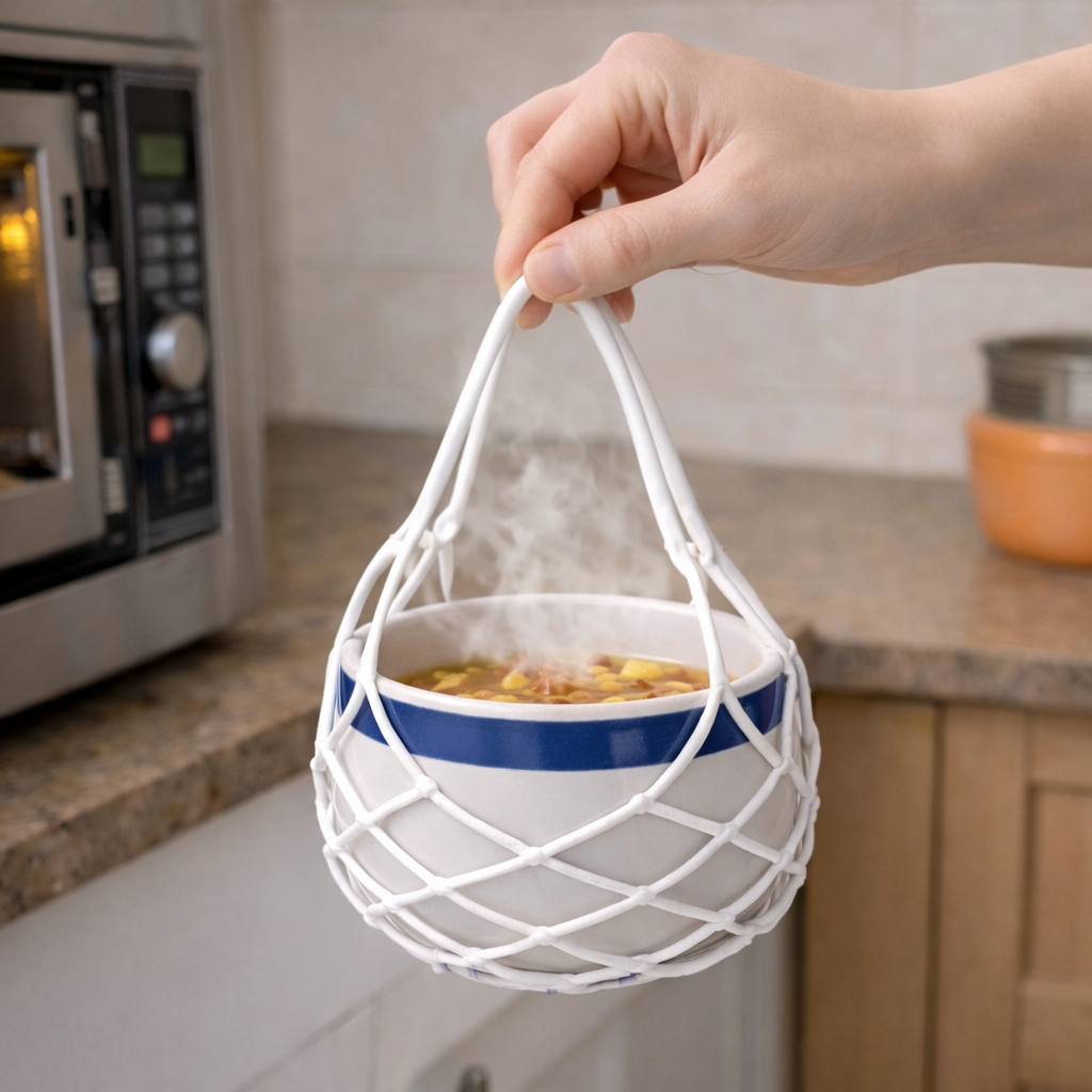 Slonkaz™ 2-in-1 Zero-Void™ Silicone Mesh Bag & Heat-Resistant Trivet Mat for Hot Bowls