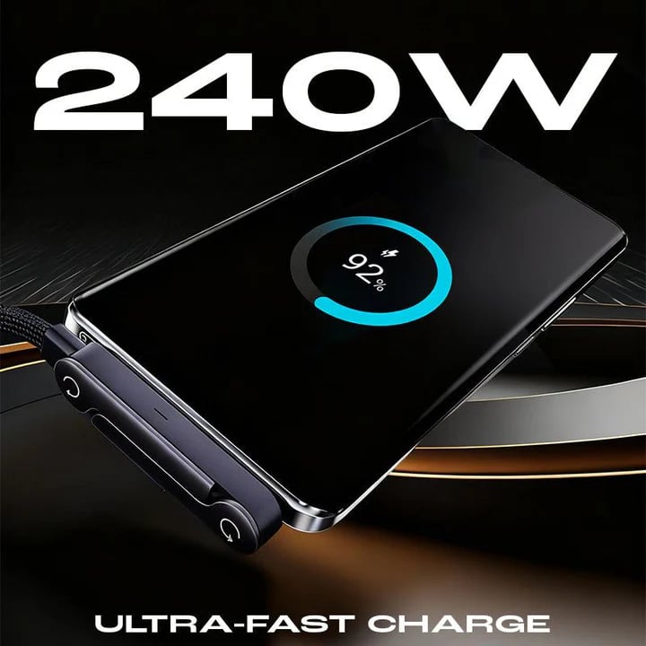 🥇Slonkaz™ 2-in-1 Invisible Holder Charger Cable – 240W Fast Charging Cord with Built-In Phone Stand (Offer)