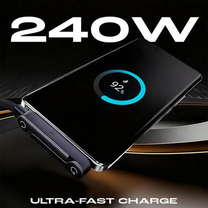 🥇Slonkaz™ 2-in-1 Invisible Holder Charger Cable – 240W Fast Charging Cord with Built-In Phone Stand (Offer)