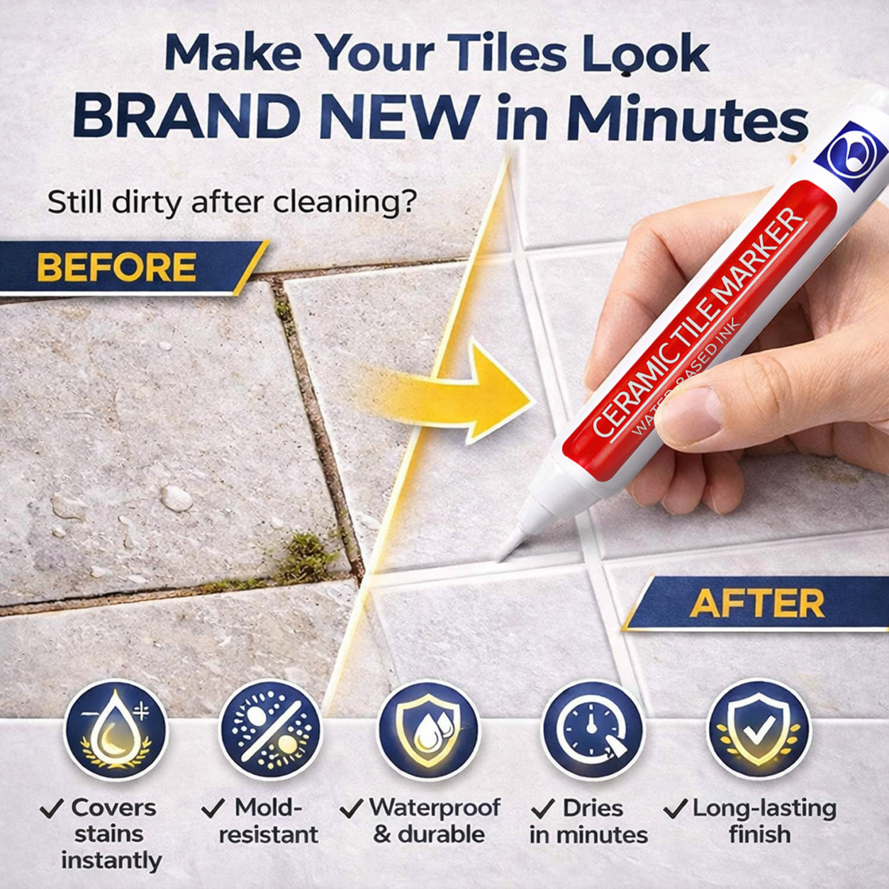 🖌️Slonkaz™ Anti-Mould & Waterproof Joint Pen for Ceramic Tiles!
