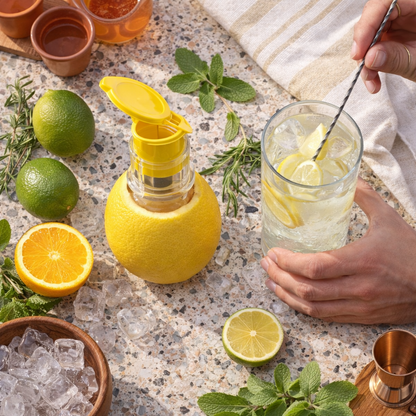 Slonkaz™ 2-in-1 Mini Citrus Juicer – Mess-Free, Seed-Free, Effortless Squeeze Lemon & Orange Press for Everyday Kitchen Use