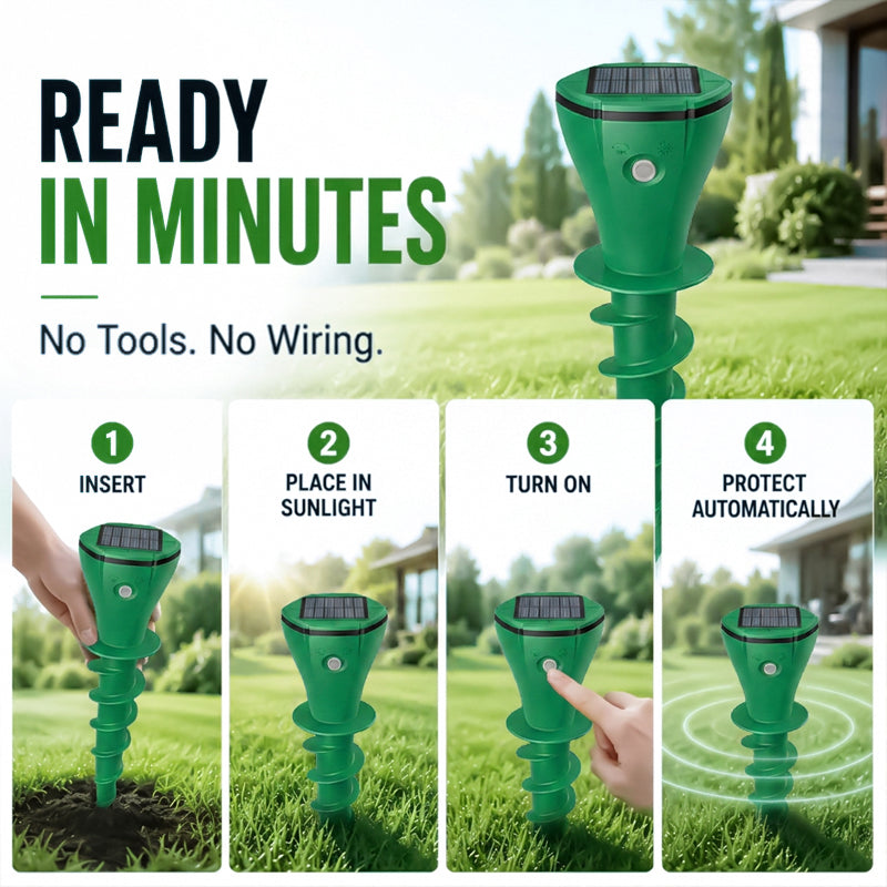💥Hot Sale 50% OFF☘️ Solar Powered Waterproof Screw Mole Repellent
