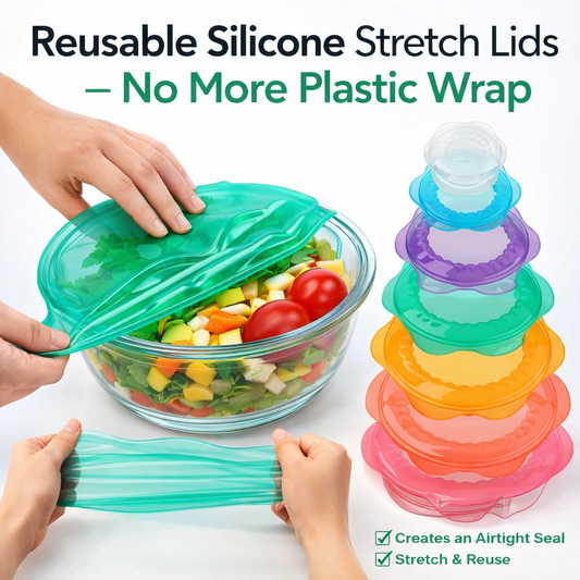 Slonkaz™ Reusable Silicone Stretch Lids – No More Plastic Wrap