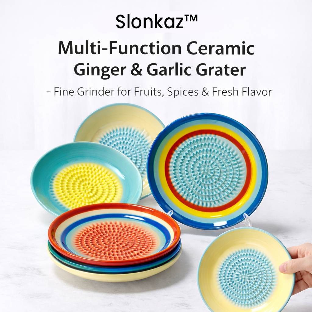 Slonkaz™ Handmade Ceramic Ginger & Garlic Grater – Fine Grinder for Fruits, Spices & Fresh Flavor