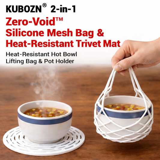 Slonkaz™ 2-in-1 Silicone Mesh Bag & Heat-Resistant Trivet Mat for Hot Bowls (Offer)