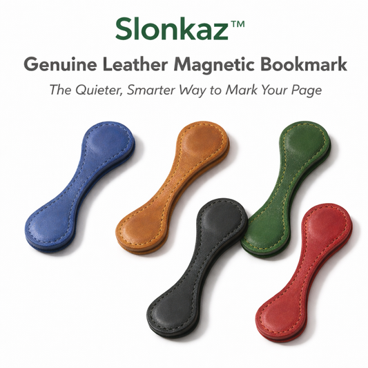 Slonkaz™ Genuine Leather Magnetic Bookmark | The Quieter, Smarter Way to Mark Your Page