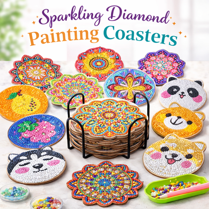 Slonkaz™ DIY Diamond Painting Coaster Kits (Set of 6)