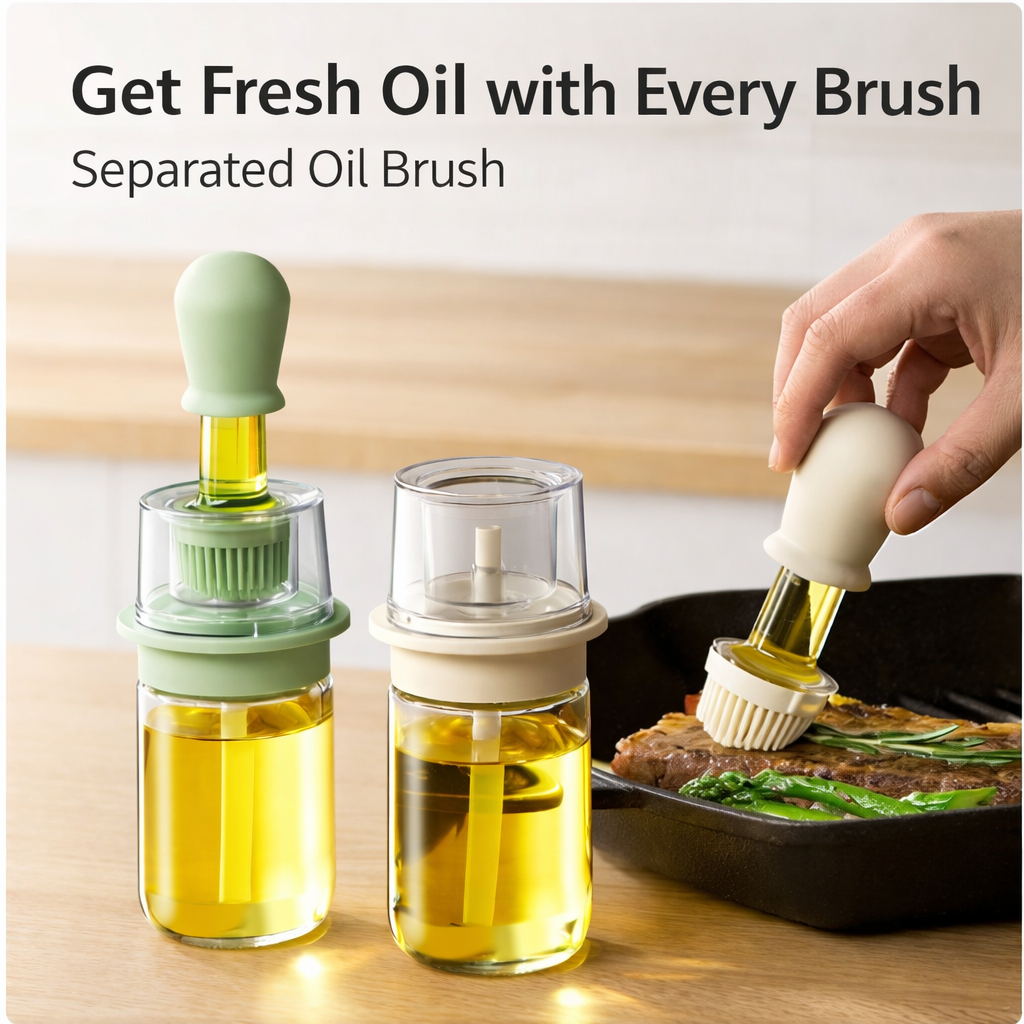 Slonkaz™ 2-in-1 Glass Oil Bottle with Integrated Brush