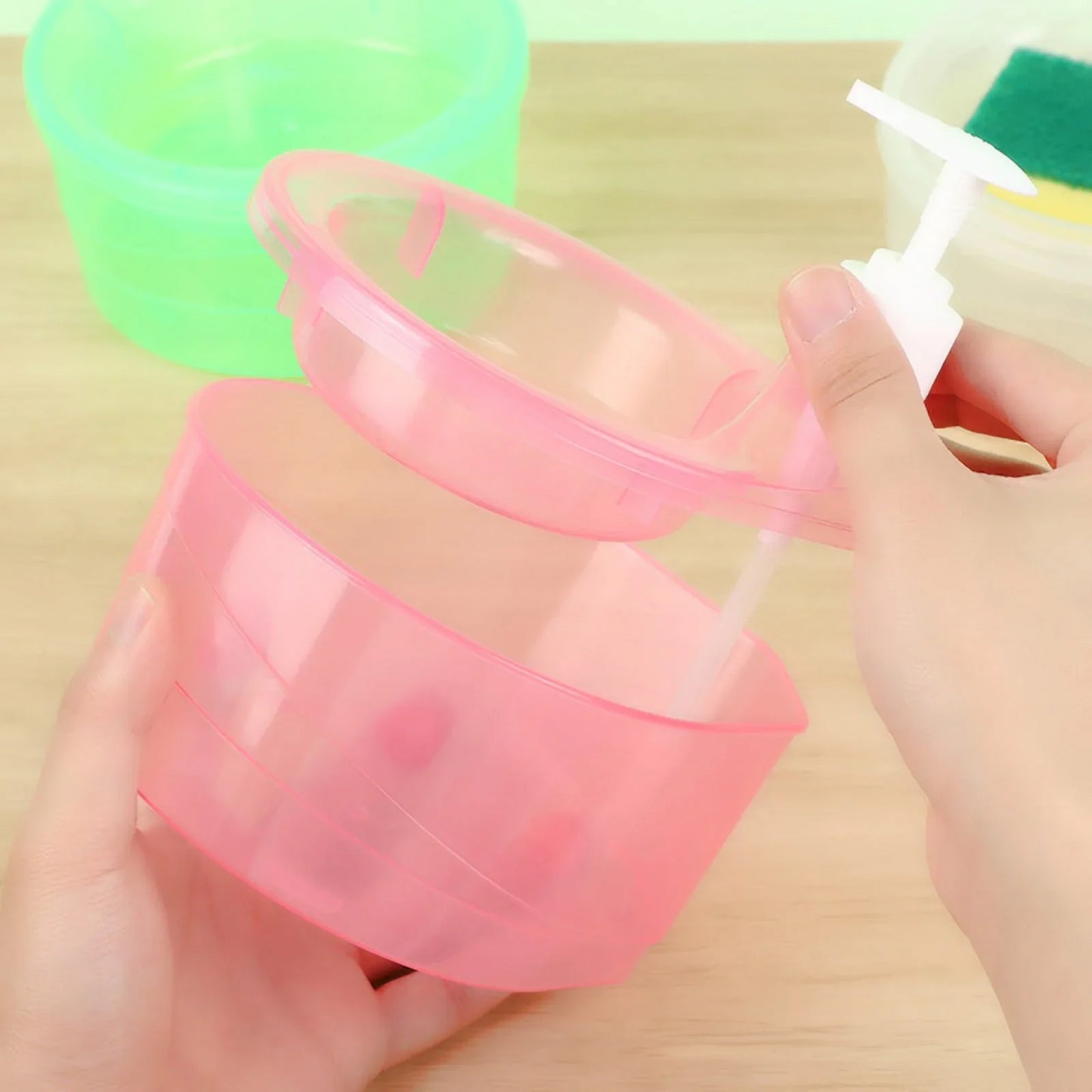 Slonkaz™ Premium Dish Soap Dispenser – One-Hand Press, Refillable & Mess-Free + Free Sponge Included