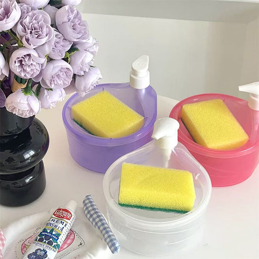 Slonkaz™ Premium Dish Soap Dispenser – One-Hand Press, Refillable & Mess-Free + Free Sponge Included