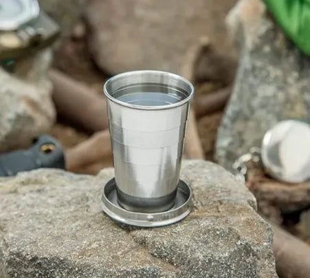 Slonkaz™ Collapsible Stainless Steel Travel Cup – Fold & Go Anywhere