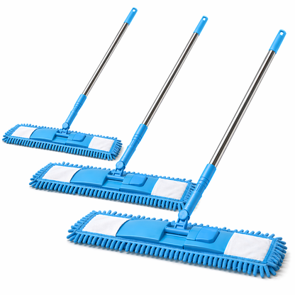 Slonkaz™ Detachable Coral Fleece Flat Mop with Stainless Steel Handle