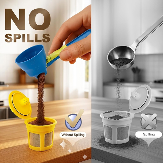 Slonkaz™ 2-in-1 Spill-Proof Scoop & Funnel — For Coffee, Protein & Baking