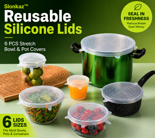 Slonkaz™ Reusable Silicone Lids — 6 PCS Stretch Bowl & Pot Covers