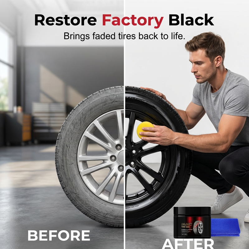 🚗LAST DAY BUY 1 GET 1 FREE! ✨ Car Tire & Plastic Trim Renewal Paste – Restores Shine, Prevents Cracking & Easy Application 🛞